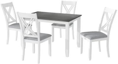 Rustic Minimalist Wood 5-Piece Dining Table Set With 4 Xback Chairs For Small Places