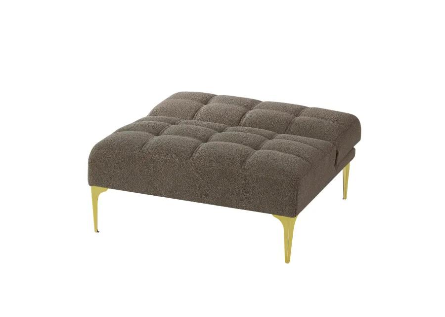 Convertible Sofa Bed Single Chair Futon With Gold Metal Legs Teddy Fabric (Taupe)