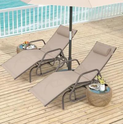 Outdoor Chaise Lounge Glider Chair with Armrests and Pillow