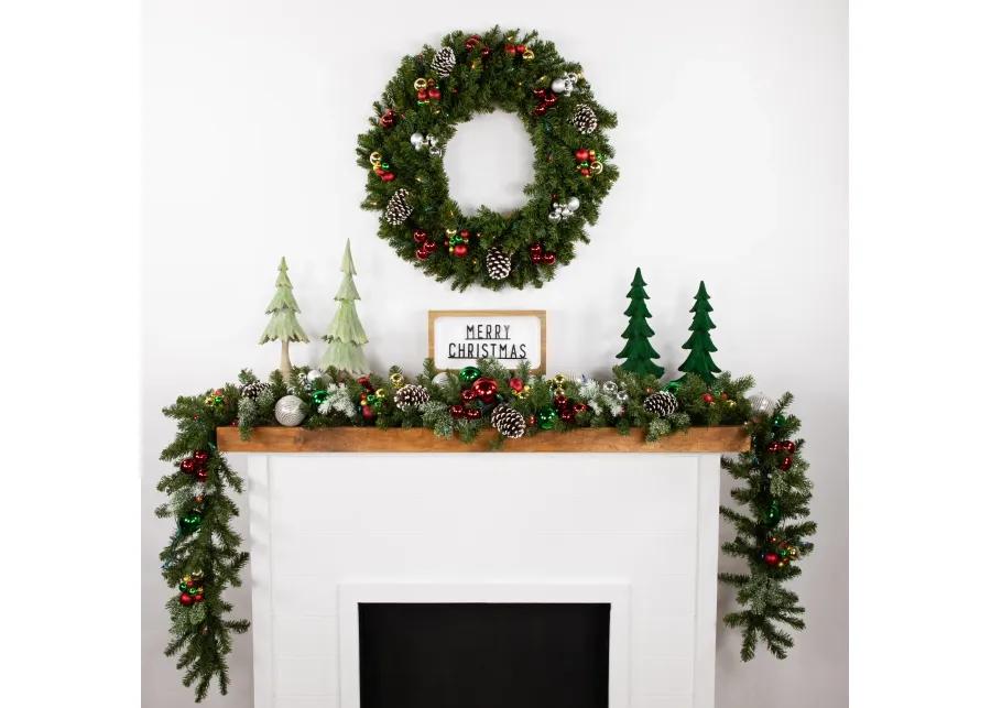 Pre-Lit Canadian Pine Artificial Christmas Wreath - 30-Inch  Multi Lights