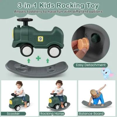 3-in-1 Rocking Horse and Scooter with Detachable Balance Board