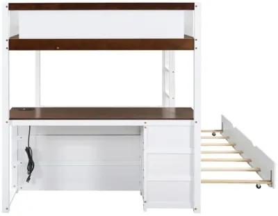 Merax  Bunk Bed with Trundle and Desk