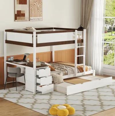 Merax  Bunk Bed with Trundle and Desk