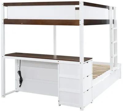 Merax  Bunk Bed with Trundle and Desk