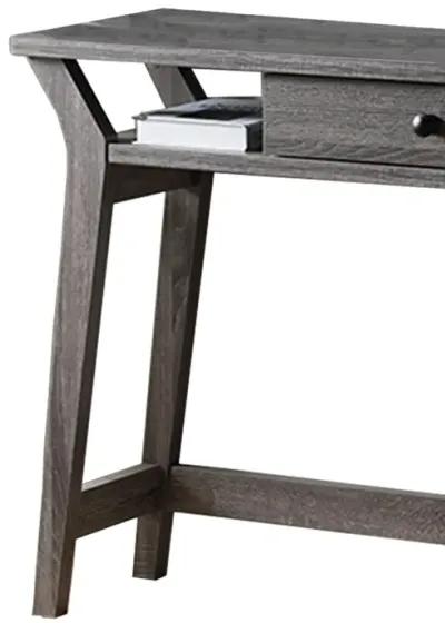 Wooden Desk With Drawer And Shelves, Distressed Gray-Benzara