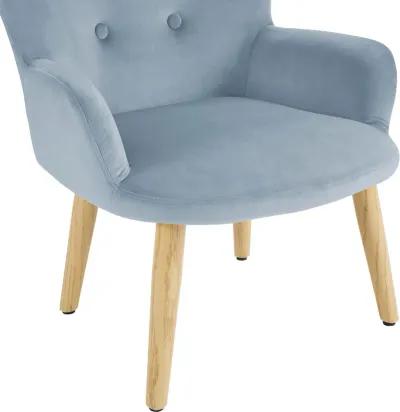 Astrid Kids Upholstered Accent Chair with Pine Legs, Ice Blue Velvet