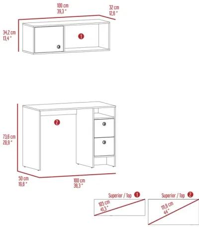 Eugene 2-Shelf 3-Drawer 2-Piece Office Set Light Oak And Taupe