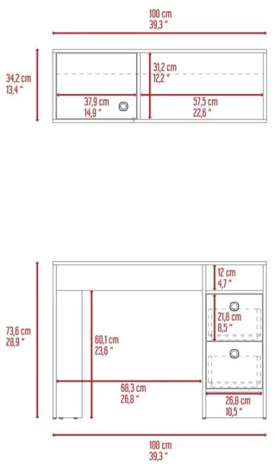 Eugene 2-Shelf 3-Drawer 2-Piece Office Set Light Oak And Taupe