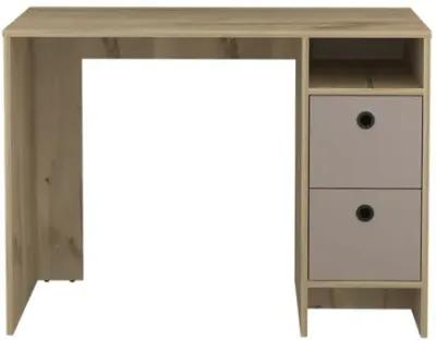 Eugene 2-Shelf 3-Drawer 2-Piece Office Set Light Oak And Taupe