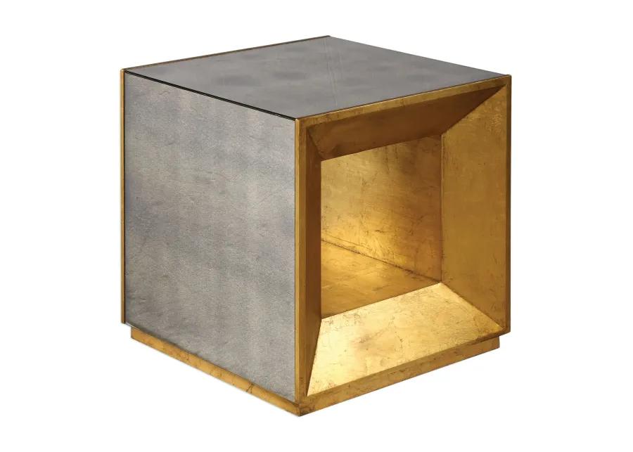 Uttermost Flair Gold Cube Table