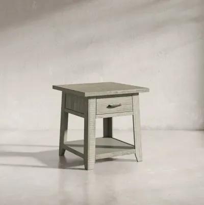 Jofran Telluride Rustic Farmhouse Solid Wood End Table with Storage