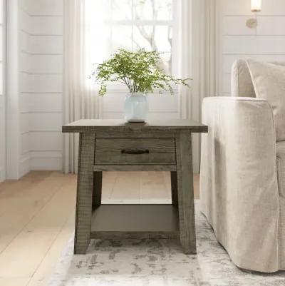 Jofran Telluride Rustic Farmhouse Solid Wood End Table with Storage