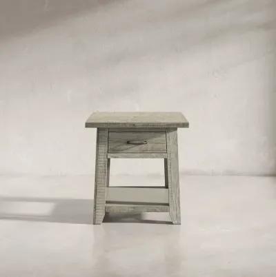 Jofran Telluride Rustic Farmhouse Solid Wood End Table with Storage