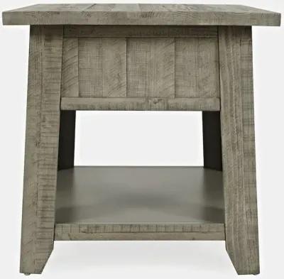 Jofran Telluride Rustic Farmhouse Solid Wood End Table with Storage