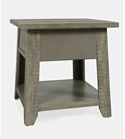 Jofran Telluride Rustic Farmhouse Solid Wood End Table with Storage