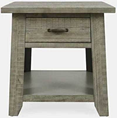 Jofran Telluride Rustic Farmhouse Solid Wood End Table with Storage