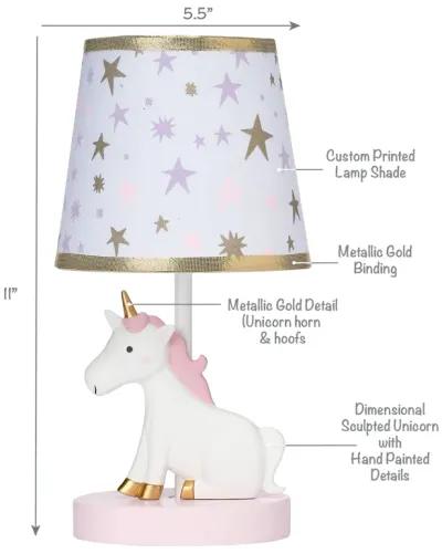 Bedtime Originals Rainbow Unicorn Pink/White Nursery Lamp with Shade & Bulb