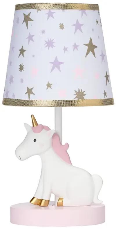 Bedtime Originals Rainbow Unicorn Pink/White Nursery Lamp with Shade & Bulb