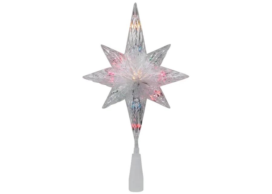 11" Lighted Clear 8 Point Star of Bethlehem Christmas Tree Topper - Multicolor Lights