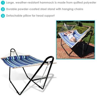 Sunnydaze 2-Person Quilted Hammock with Universal Steel Stand