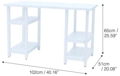 Fantasy Fields -  Kids wooden Desk & Chairs set with shelves on the side  - White