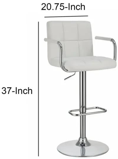 Grid Adjustable Swiveling Bar Stool, White-Benzara