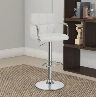 Grid Adjustable Swiveling Bar Stool, White-Benzara