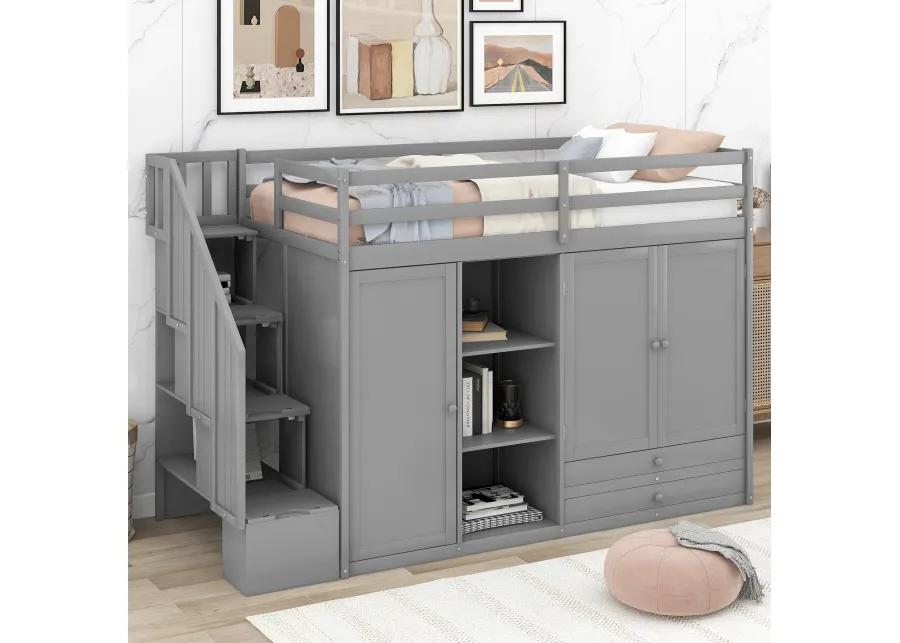 Merax Functional Loft Bed with Wardrobe