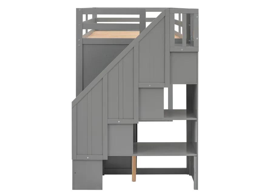 Merax Functional Loft Bed with Wardrobe