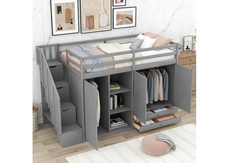 Merax Functional Loft Bed with Wardrobe