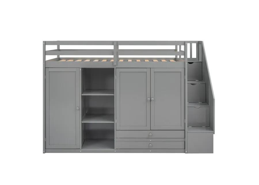 Merax Functional Loft Bed with Wardrobe