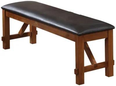 Transitional Style Wood and Fabric Upholstery Bench with Padded Seat, Brown-Benzara