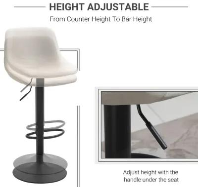 Cream White Bar Seats: Set of 2 Adjustable Swivel Padded Bar Stools