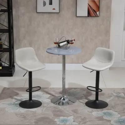 Cream White Bar Seats: Set of 2 Adjustable Swivel Padded Bar Stools