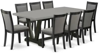 East West Furniture V697MZ650-9 9Pc Kitchen Set - Rectangular Table and 8 Parson Chairs - Multi-Color Color