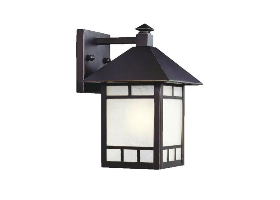 Homezia Petite Antique Bronze Frosted Glass Lantern Wall Light