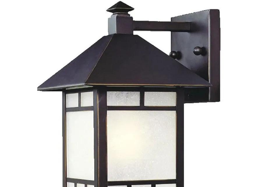 Homezia Petite Antique Bronze Frosted Glass Lantern Wall Light