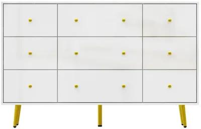 White Mirror Finished Wooden 9-Drawer 55.1 in Width, Chest of Drawers, Dresser, Modern European Style