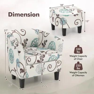 Hivvago Modern Accent Tub Chair and Ottoman Set with Fabric Upholstered