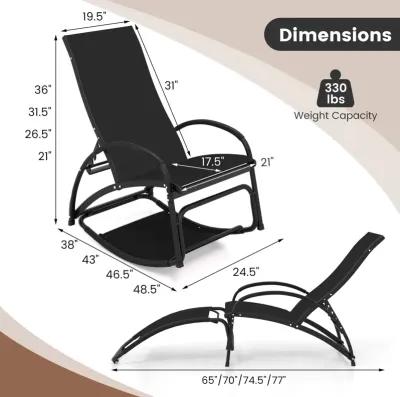 2-in-1 Outdoor Rocking Chair with 4-Position Adjustable Backrest for Patio Porch Poolside