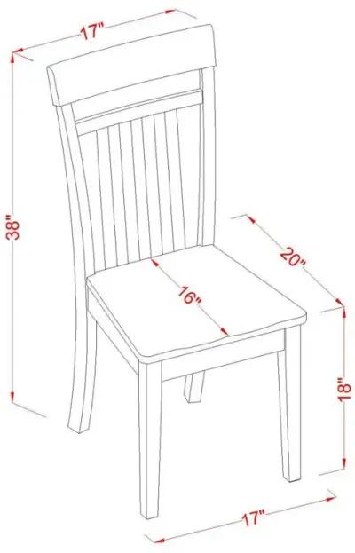 5Pc Rounded 36 Inch Dining Room Table And 4 Wood Seat Dining Chairs