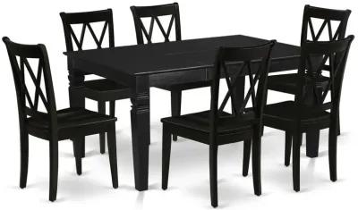 Dining Room Set Black, WECL7-BLK-W