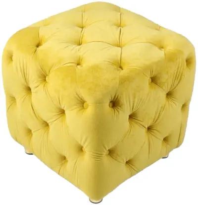 Modern Yellow Upholstered Ottoman with End Table & Footstool