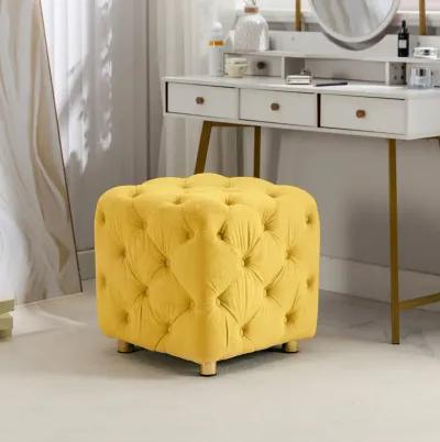 Modern Yellow Upholstered Ottoman with End Table & Footstool