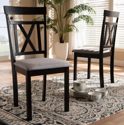 Baxton Studio Rosie Modern Grey Fabric Upholstered Dining Chairs Set of 2