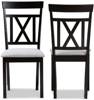 Baxton Studio Rosie Modern Grey Fabric Upholstered Dining Chairs Set of 2