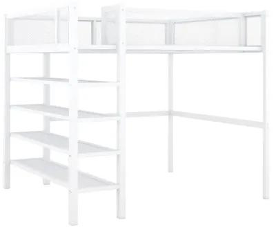 Merax Metal Loft Bed with Storage Shelves