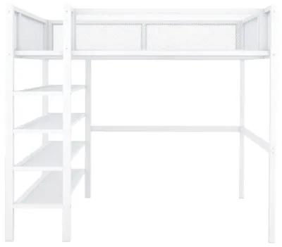 Merax Metal Loft Bed with Storage Shelves