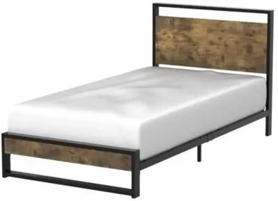 QuikFurn Twin Modern Farmhouse Platform Bed Frame with Wood Panel Headboard Footboard