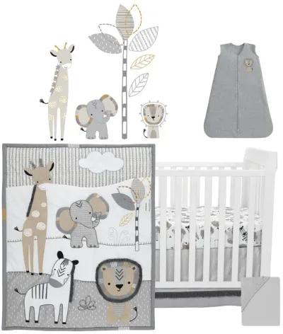 Lambs & Ivy Jungle Safari Gray/Tan/White Nursery 6-Piece Baby Crib Bedding Set